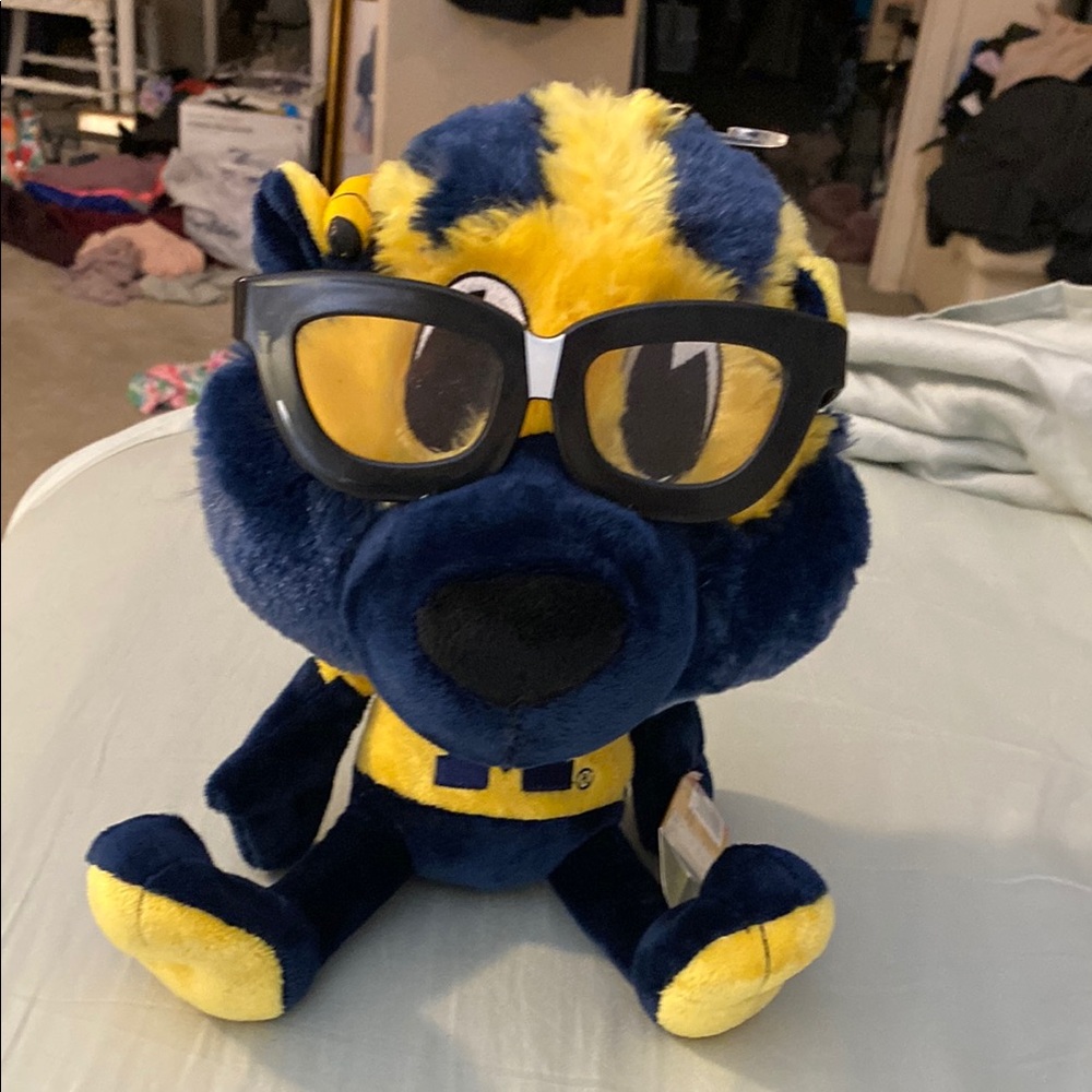 Blue and Yellow U Of M mascot study buddy perfect for dorm room or u of m alum